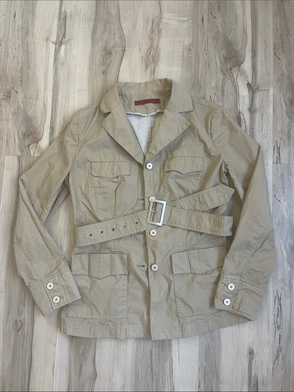 Kids Tan Utility Blazer with Belt